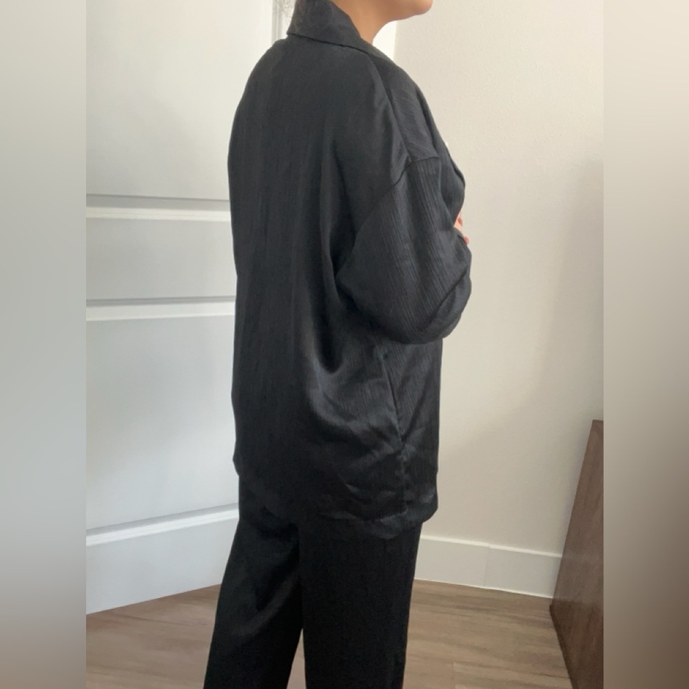 NWT Zara Black Textured Wrinkle look Blazer - Picture 3 of 8